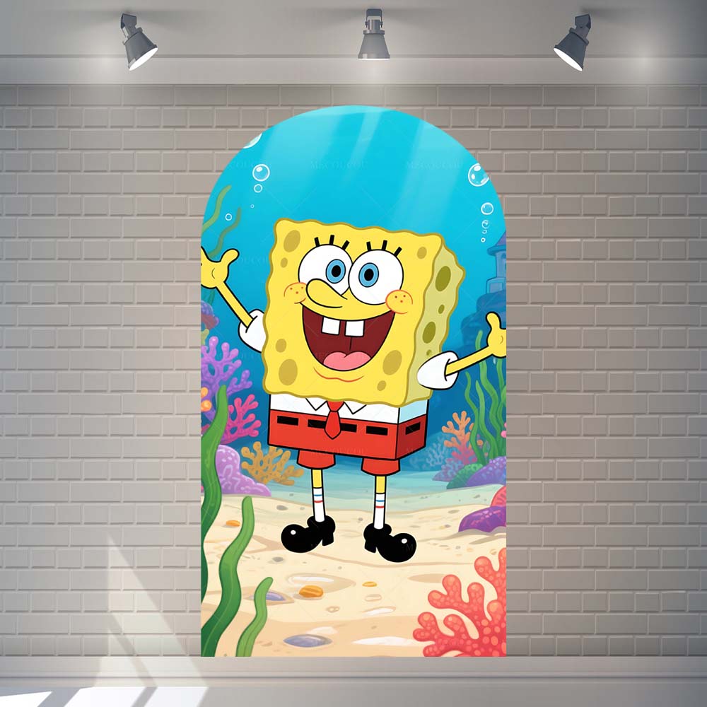 Cartoon Sponge Themed Photography Backdrop For Kids Baby Photo Shoot Studio Props Wall Cloth Decoration
