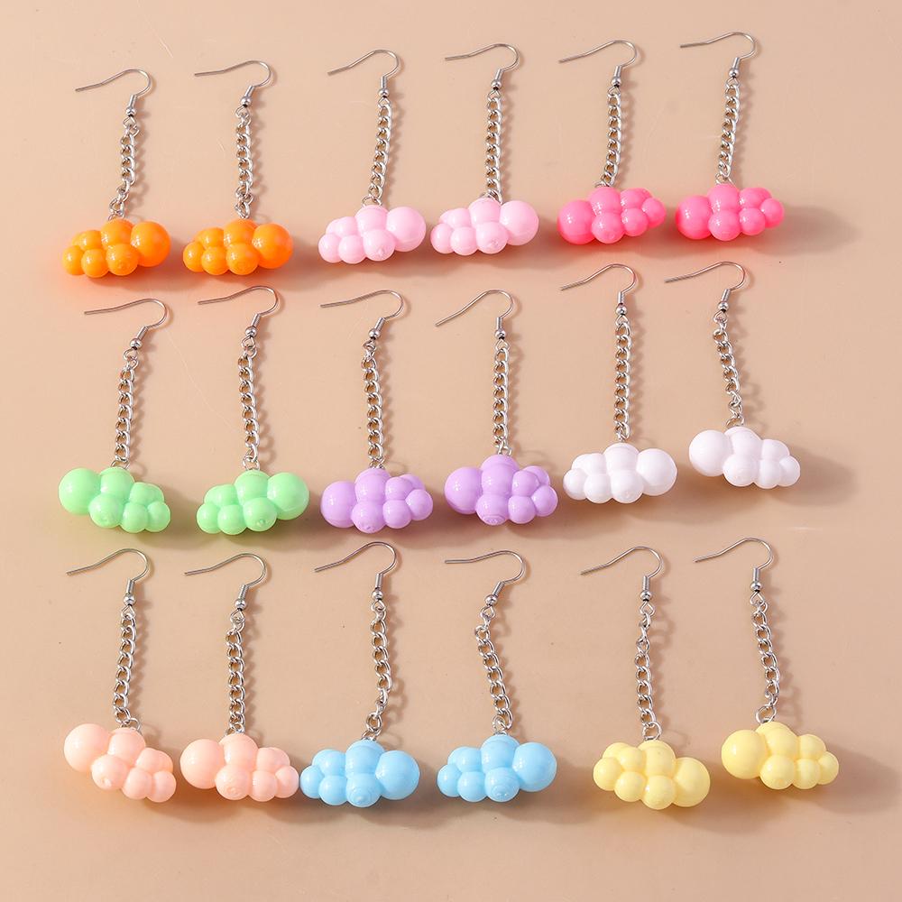 Cute Resin Candy Color Cloud Pendant Earrings for Women Girls Drop Earrings Party Holiday Jewelry Gifts