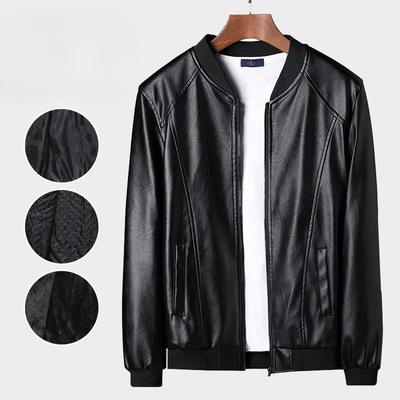 Nueva Chaqueta de Cuero Locomotora para Hombre Suministro de Puesto Chaqueta de Cuero Fina para Hombre Pu Primavera y Otoño Chaqueta con Cuello de Béisbol
