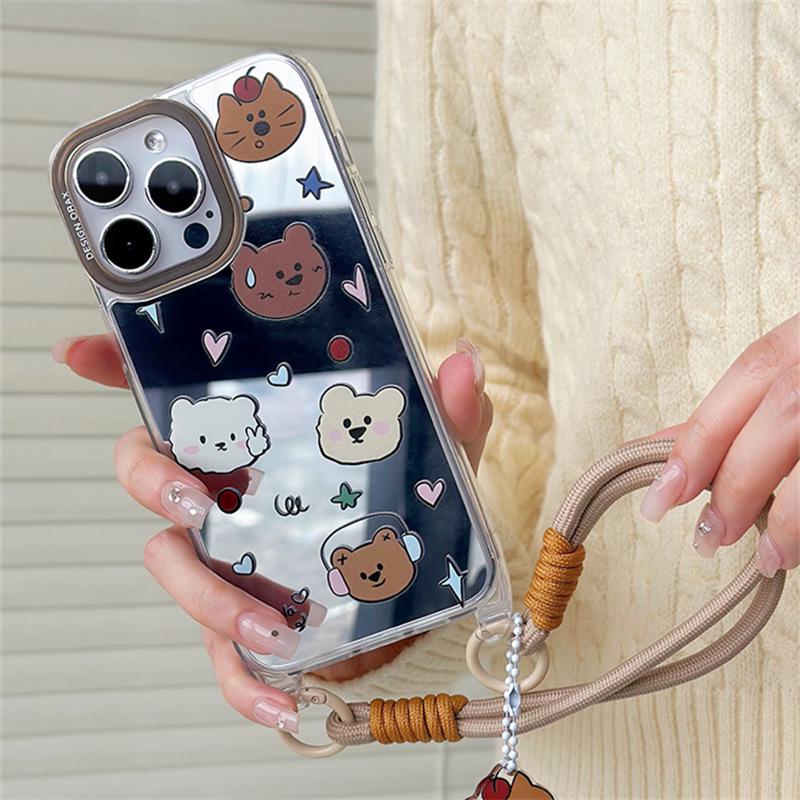 

Zhitai Мультяшный чехол-зеркало для iPhone 14 Pro Max/13/12 со шнурком - Совместимый с Apple 16 iPhone 11