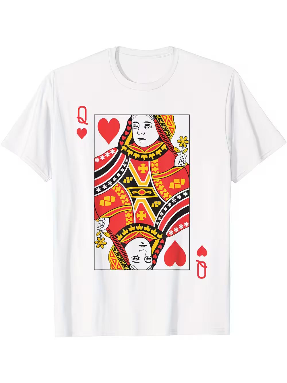 Queen of Hearts Royal Flush Group Costume Playing Card T-Shirt XL
