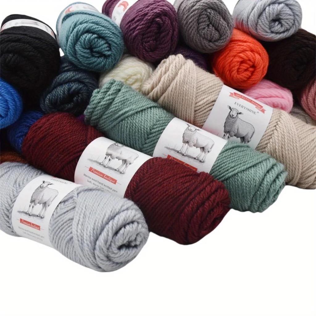 3 balenia hrubej priadze z merino vlny (100g/3.53oz Na klbko) – 110m/120yd Viacfarebná mäkká pletacia a háčkovacia priadza na DIY remeslá Teplé ručne vyrobené potreby