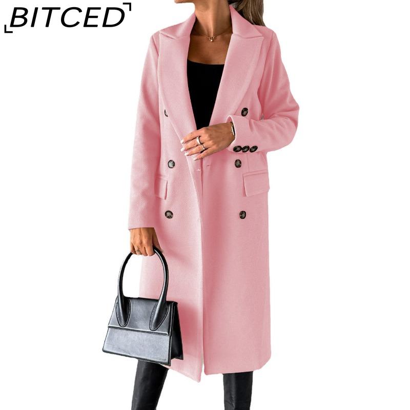 BITCED Women's Vintage Casual Lattice Print Autumn Winter Long Sleeve POLO Neck Jackets & Coats