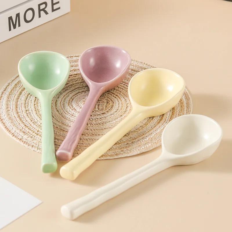 Ceramic Soup Spoon Japanese Style Household Ableware Cute Mixing Spoon Dessert Spoon Creative Kitchen Utensils 2025 New