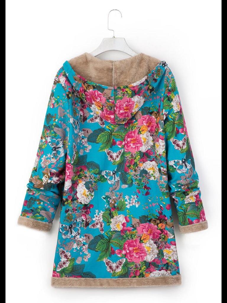 2023 Winter Women's Printed Hooded Sweatshirt with Warm Plush Lining