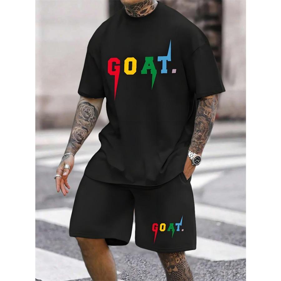 Two-piece Milano Print Men's Set Summer Casual Everyday Men's Short-sleeved T-shirt Outdoor Street Men Fashion Sports Shorts