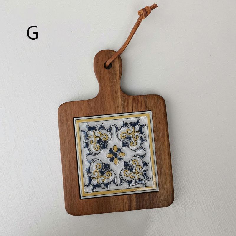 1 PCS Vintage Wooden Thickened Coasters Heat-insulating and Anti-scald Protection Table Cup Pad Flower Kitchen Dishes