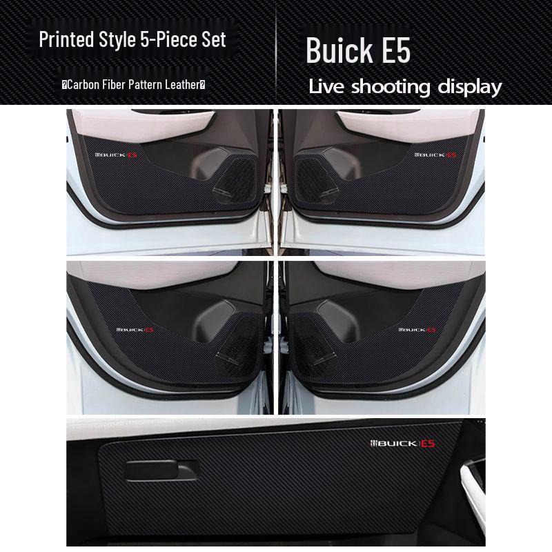 Buick E5 Door Kick Mats: Carbon Fiber Passenger Seat Protection Stickers.