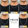 VEXS Venetian Chain Necklace for Men, 2mm Wide, 18K Gold Plated Box Chain, Unisex, 45cm, 50cm, 55cm, 60cm, 65cm (2mm White Gold Square, 55.00)