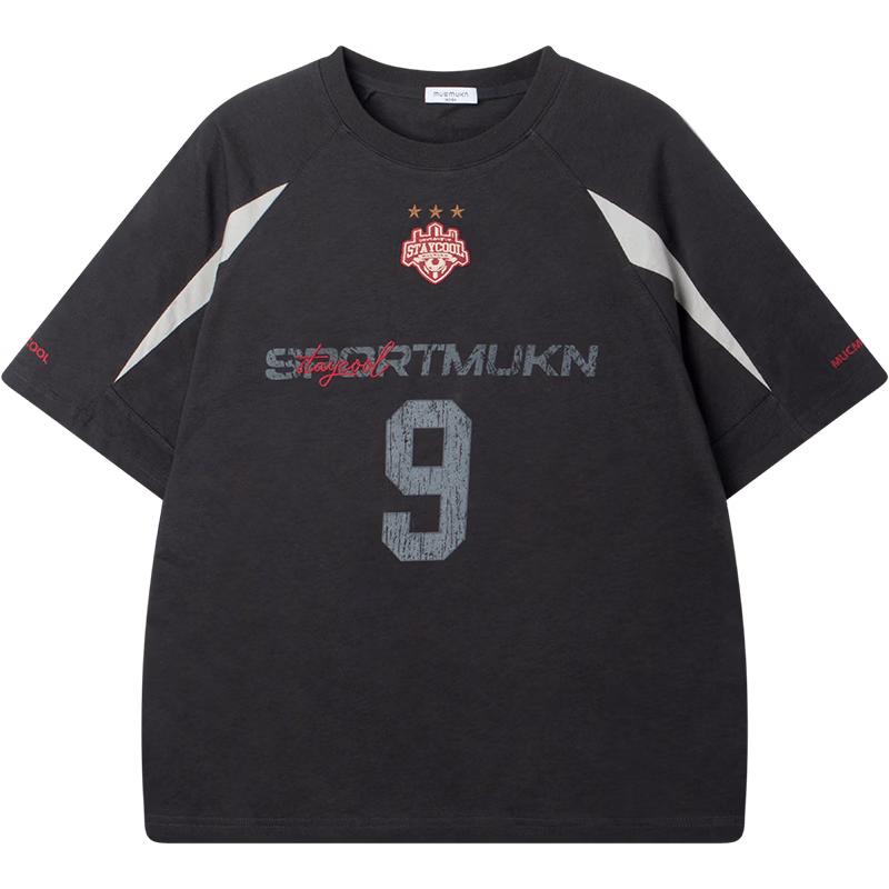 Mucmukn Boys Cooling Cotton Racing Print Short Sleeve T-Shirt 130 темно серый