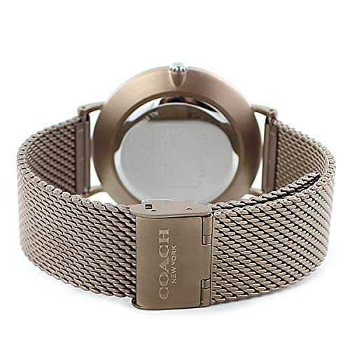 Coach Pair Watch Storage Box for Men and Women, Brown and Rose Gold Mesh Bracelet, 1460247114503126