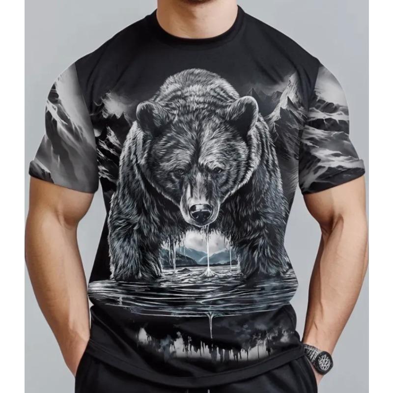 Strand Kurzarm 3D Digitaldruck T-Shirt Groß Herren Kurzarm T-Shirt