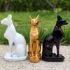 Egyptian Cat God Gold Decor Bastet Statue Commemorate Shaped Ornament Tabletop Resin Craft Desktop Adornment Sand Goddess