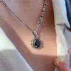 S925 Silver Retro Circle Necklace – Women's Elegant Clavicle Chain, Light Luxury Trendy Sweater Accessory