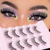 Meiyiya Synthetic Fiber 3D False Eyelashes - Natural Dense Long European and American Style, 5 Pairs