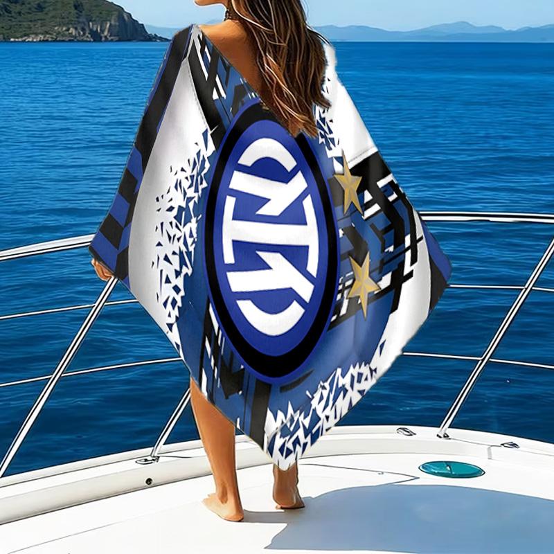 Toalla de Playa Estampada con el Escudo del Inter de Milán, Microfibra Súper Suave, Regalo Perfecto de Cumpleaños, para Piscina, Playa, Viajes, para familiares y amigos