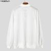 INCERUN Oversized Men Long Sleeve Hollow Bandage See Through Webbing Loose T-shirts Tops