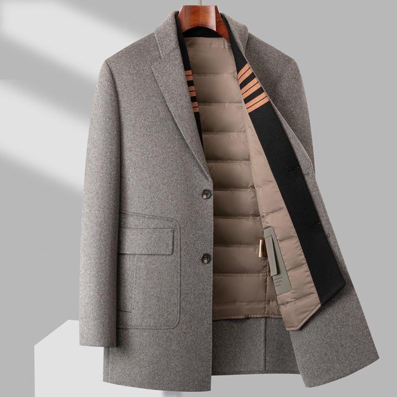 

Шерстяное пальто мужское осенне-зимнее шарф жилет пуховик деловое повседневное однобортное двухстороннее шерстяное пальто 195 серый