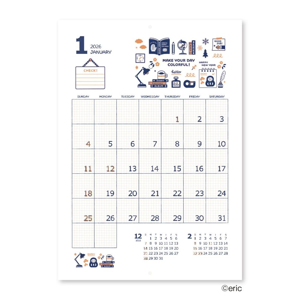 New Japan Calendar 2026 Wall Calendar Eric NK4000