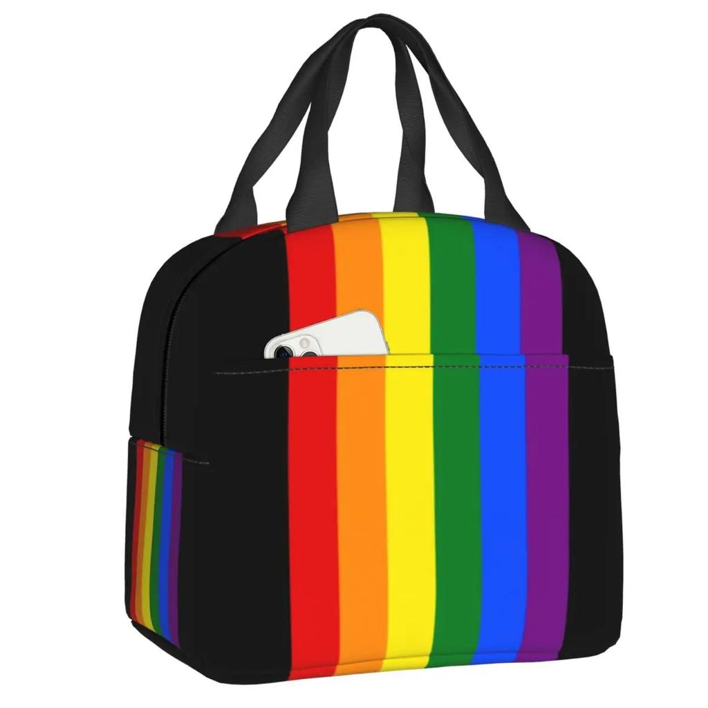 Gay Pride Flag Drip Design Insulated Lunch Bag Women Resuable LGBT Rainbow Lesbian Thermal Cooler Lunch Box Office Picnic Travel