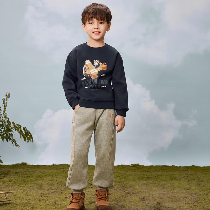 PawinPaw Boys  Fleece-Lined Cartoon Bear Sweatshirt 110