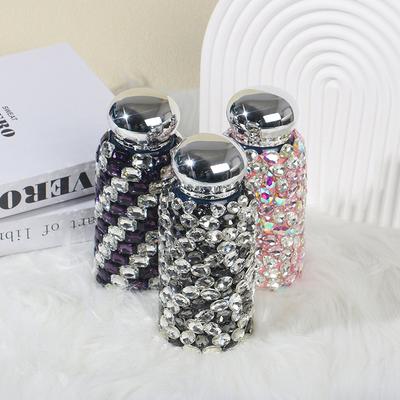 Stainless Steel Insulated Travel Mug With Rhinestone Decor Premium Portable Water Bottle Gift Office Car