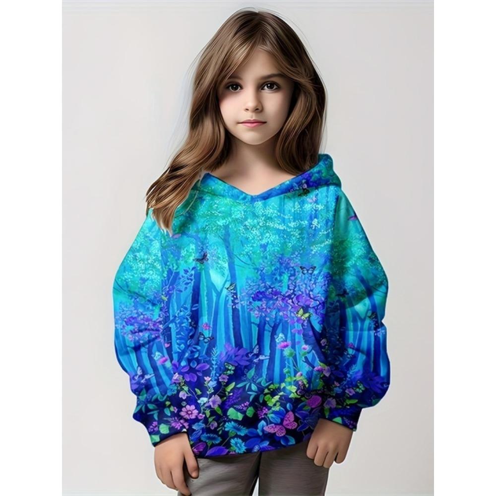 

Детская одежда Толстовки с капюшоном Детский топ с длинным рукавом Повседневный 3D-принт с животными Модная одежда для девочек Лето-Осень Одежда для девочек 100