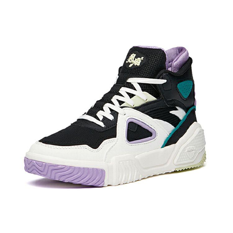 Anta High Top Skate Shoes Women sneakers Black White Purple 122148088-3