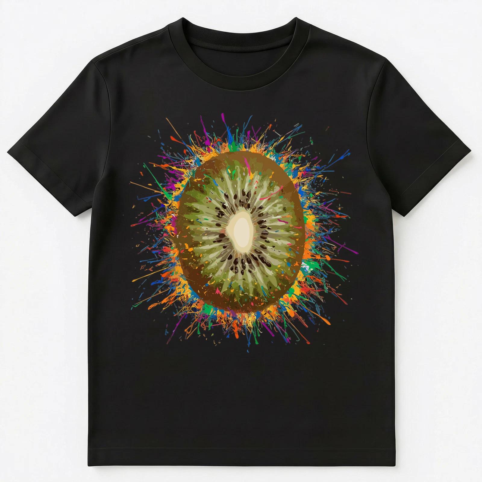 

Colorful Paint Splash Kiwi Fruit Art Graphic Unisex T-Shirt L