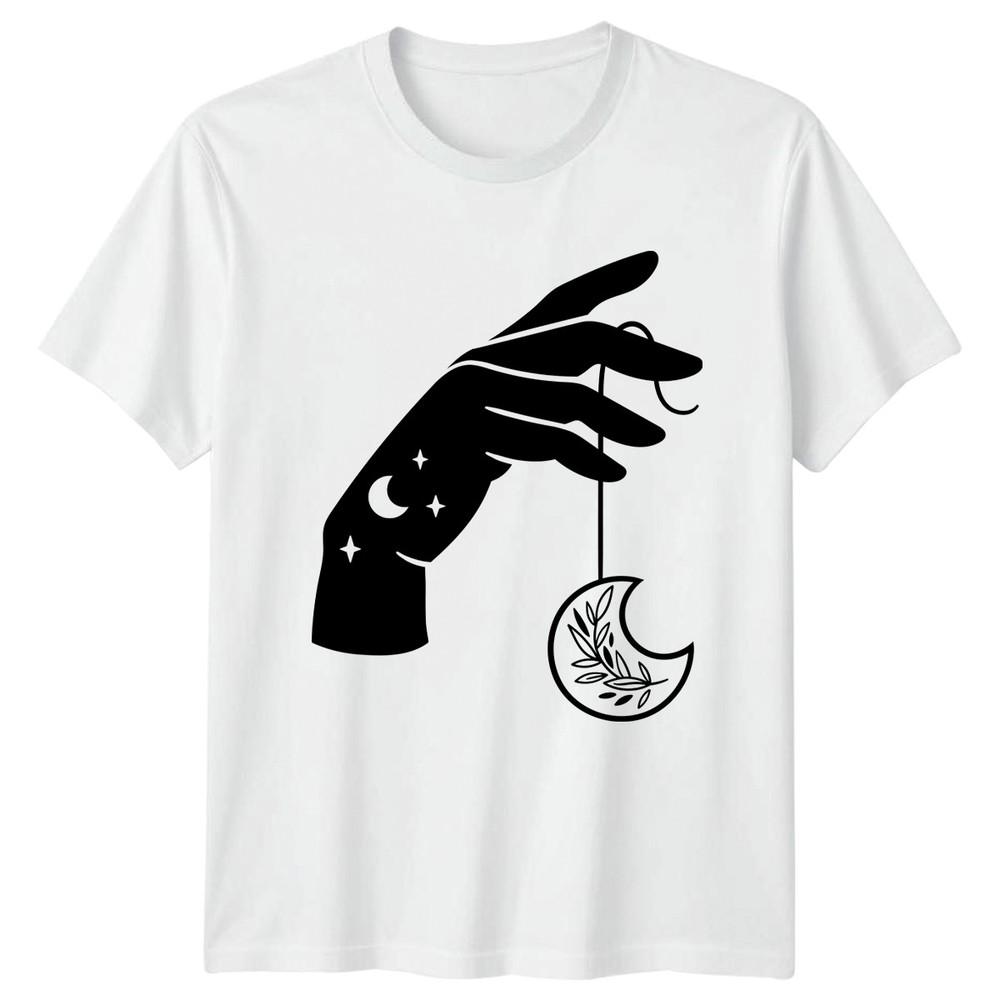 Celestial Hand Holding Moon Stars TShirt Celestial Art Spirituality Birthday S