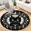 1 szt. Okrągły dywanik biurowy z kotem i księżycem, Mata odpowiednia do biura, Pod krzesła biurowe, Sypialni, Salonu, Wystroju domu, Dekoracja pokoju