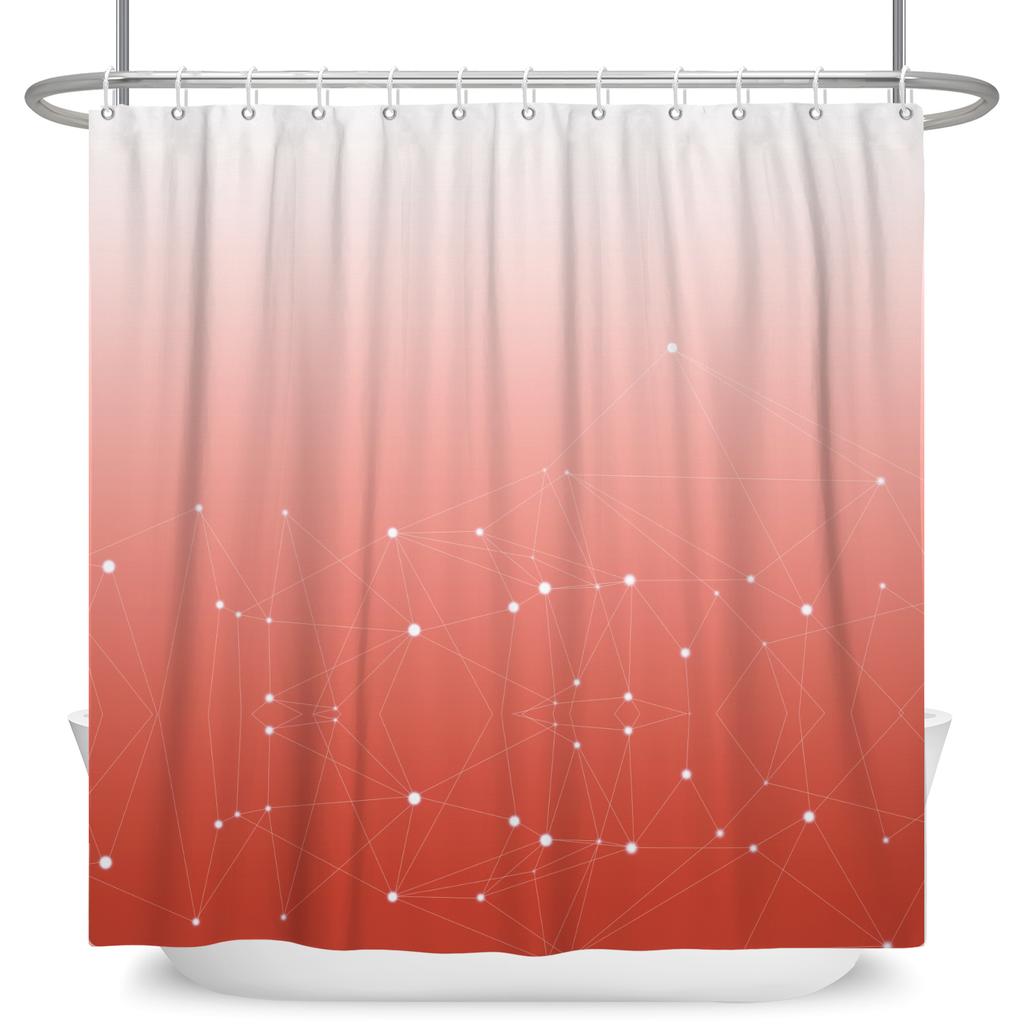 Cortina de ducha Cielo estrellado degradado Estampado de línea geométrica y puntos Cortina de baño impermeable Decoración de baño Tela de poliéster con ganchos