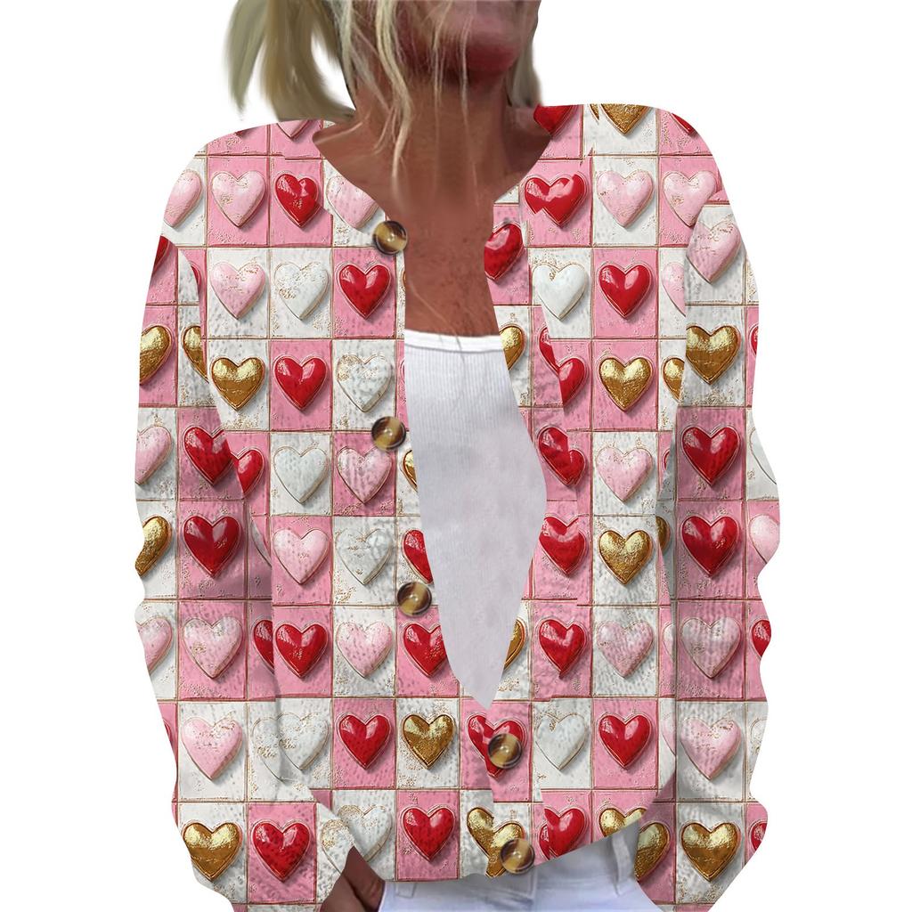 Damska modna dzianinowa kardigan z długim rękawem i guzikami