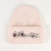 Hat Women's autumn and winter rabbit fur knitted hat Versatile masonry women's group Angola rabbit fur pullover hat Thickened warm hat