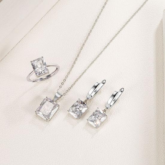 4Pcs/Set Finger Ring Rectangle Shape Shiny Charming Cubic Zirconia Vintage Pendant Dress Up Anti-rust