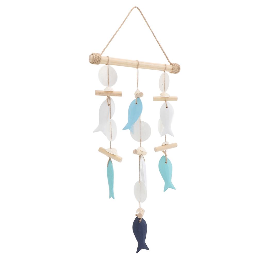 Fisch Windspiel Meeresthema Wandbehang Dekor Massivholz Hanfseil Muschel Fisch Glockenspiel für Zuhause