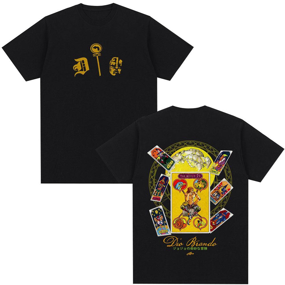 

Anime Jojo Bizarre Adventure Dio Brando The World T Shirts Unisex Clothing Summer Cotton Short Sleeves Oversized Tshirt Streetwear S