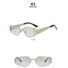 Women's sunglasses, square metal sunglasses, fashion sunglasses.