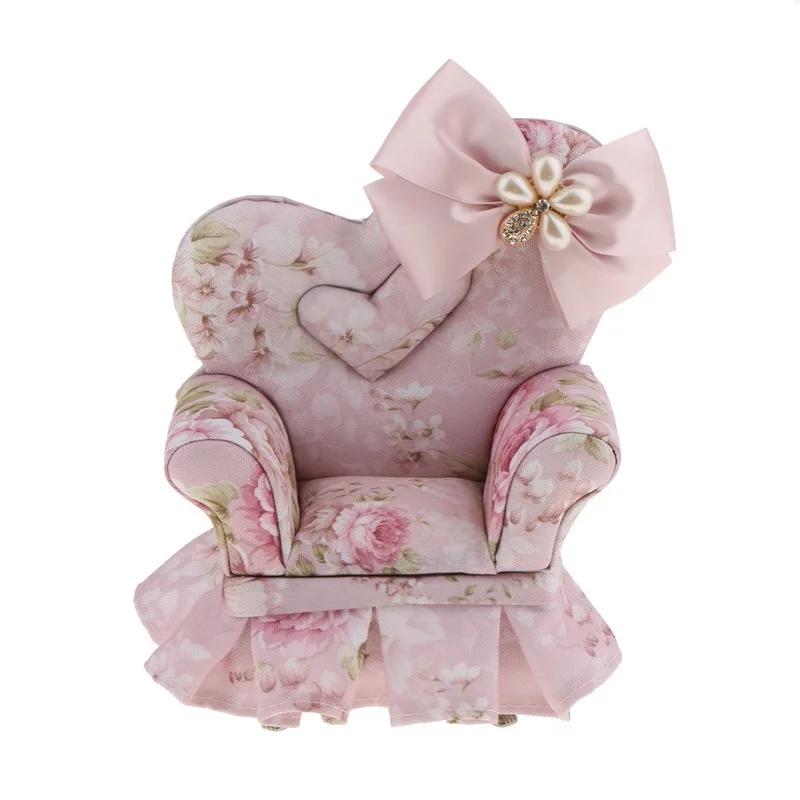 

New Flower Printed Fabric Jewelry Display Sofa Chair Dresser Stand Holder Showcase Organizer With Mirror Jewelry Packaging