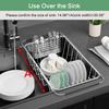 Drainer Expandable 304 Stainless Steel Metal Dish Drying Rack Organizer with Stainless Steel Dish Holder Inside the Sink In-sink Rack. Adjustable.