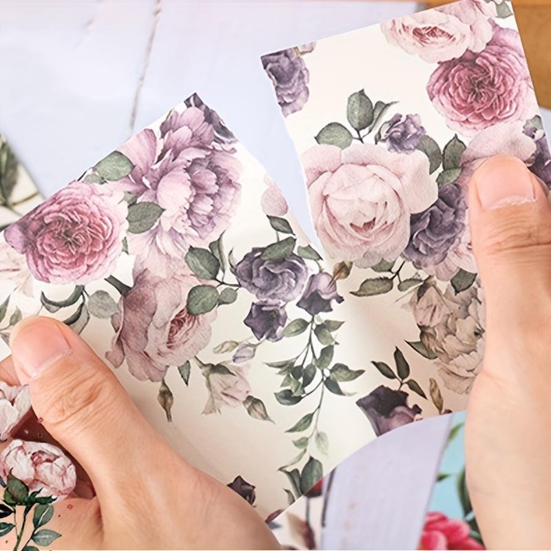 100 pcs Vintage Flowers pattern material paper DIY Decoration Scrapbook background paper for Junk Journal craft paper