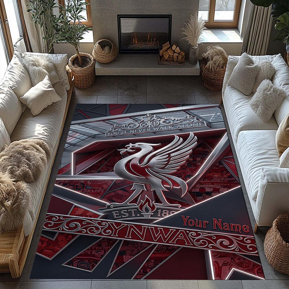 Liverpool Fc Customized Name Floor Rug Office Rug Design For Playrooms Dormitory Entryway Living Rooms Antislip Rug Anime Office Decor