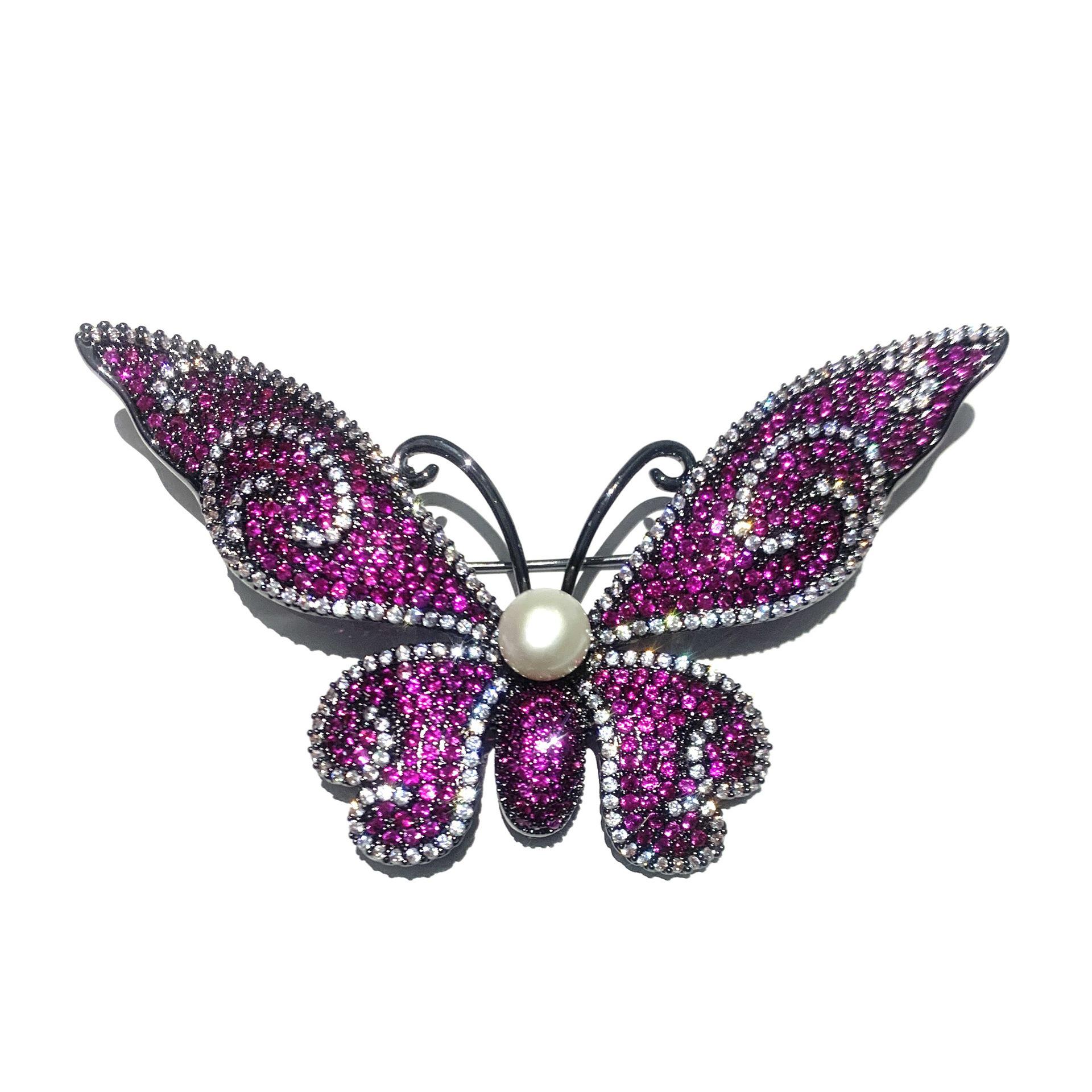 Bo Xin Yun High-End Exquisite Zirconium Butterfly Brooch with Luxury Pearl Pin