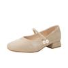 Square Toe Thick Heel Mary Jane Shoes for Women in Spring 2025 New Retro French Shallow Mouth Low Heel Daily Casual Single Shoe