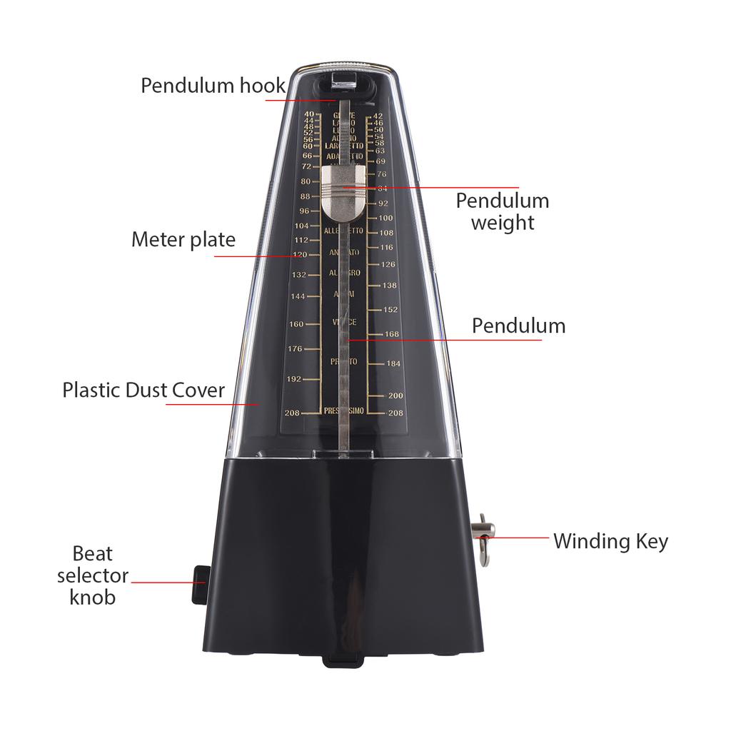 Mechanical Metronome Portable Metronome Adjustable Beat Speed Lightweight Loud Sound for Piano Guitar Drum Guzheng