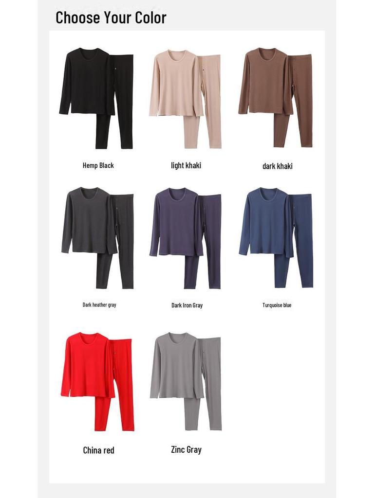 Men's and Women's Lyocelle Velvet Thermal Underwear Set - Warm Autumn and Winter Suit