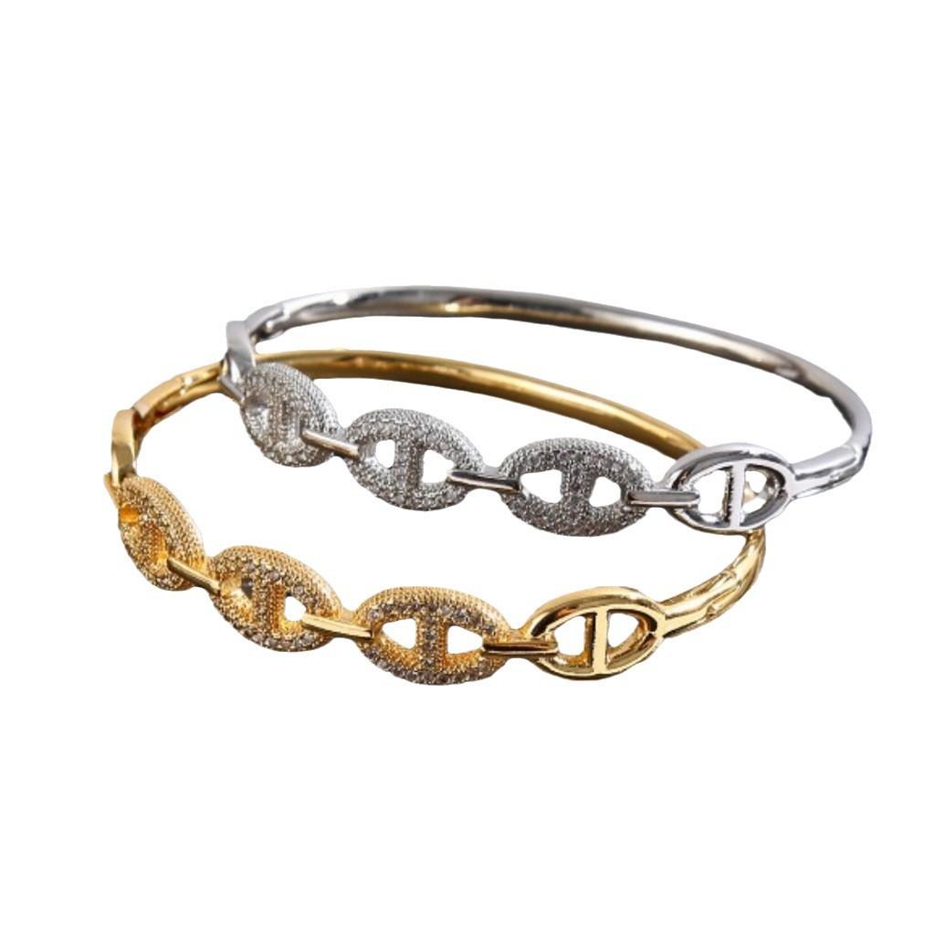 2026 Gold-plated Zircon Fashion Bracelet Big Pig Nose Bracelet Personalized Design Temperament Jewelry