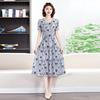 2026 Summer Floral Short-Sleeve Dress: Elegant Slimming Design for Middle-Aged & Elderly Mothers