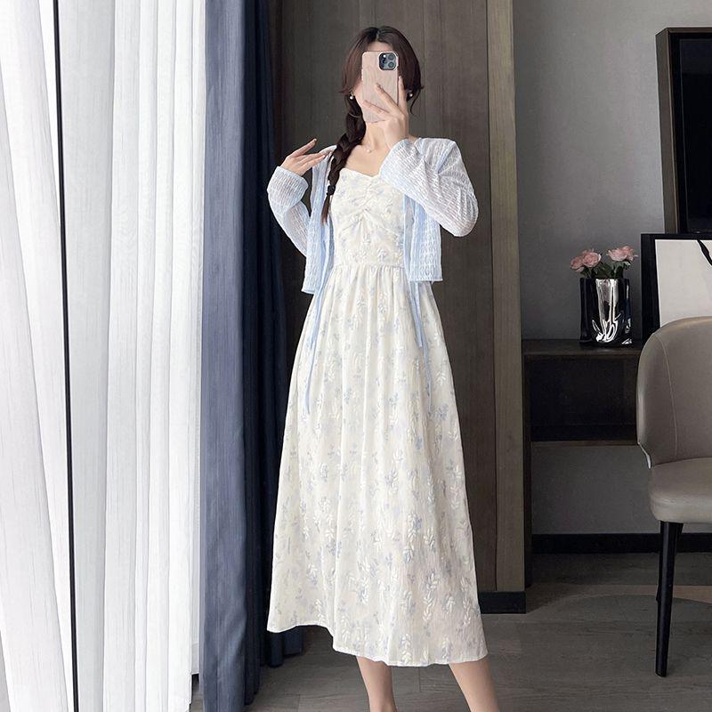 Floral Camisole Dress & Sun Protection Cardigan Set - 2026 Spring/Summer Gentle Sweet Style
