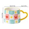 Cute INS Style Ceramic Mug Creative Hand-Painted Love Heart Coffee Cup Couples Cup Breakfast Milk Tea Mug Valentine's Day Gift